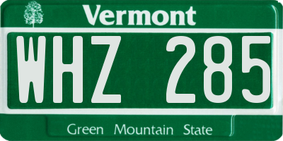 VT license plate WHZ285