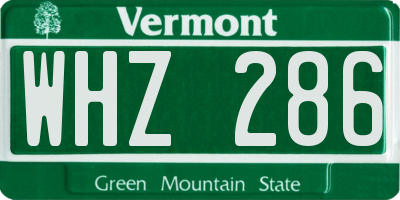VT license plate WHZ286