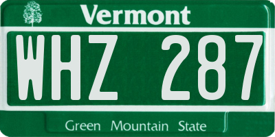 VT license plate WHZ287