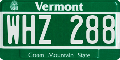 VT license plate WHZ288