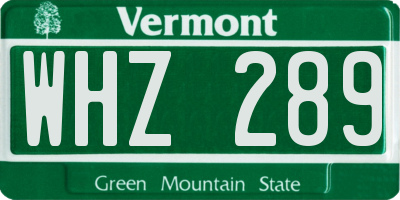 VT license plate WHZ289