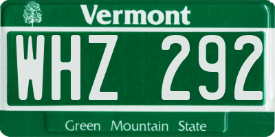 VT license plate WHZ292