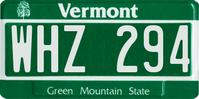 VT license plate WHZ294