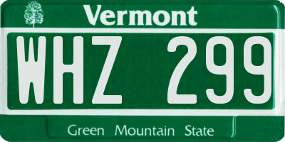 VT license plate WHZ299