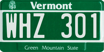 VT license plate WHZ301