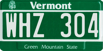 VT license plate WHZ304