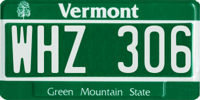 VT license plate WHZ306