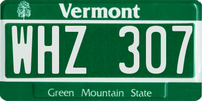 VT license plate WHZ307