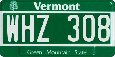 VT license plate WHZ308