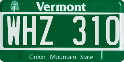 VT license plate WHZ310
