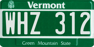 VT license plate WHZ312