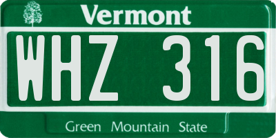 VT license plate WHZ316