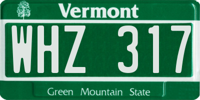 VT license plate WHZ317