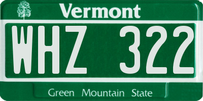 VT license plate WHZ322