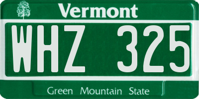 VT license plate WHZ325