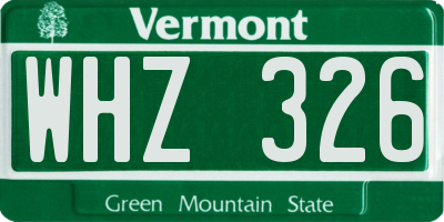 VT license plate WHZ326