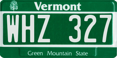 VT license plate WHZ327