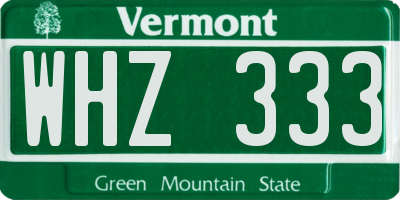 VT license plate WHZ333