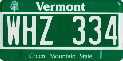 VT license plate WHZ334