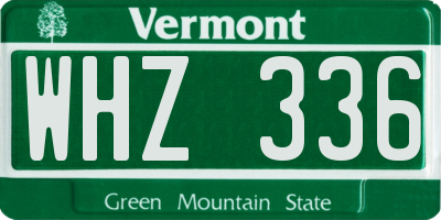 VT license plate WHZ336