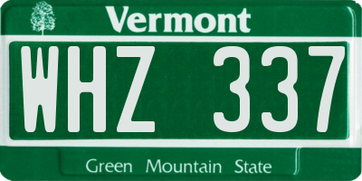 VT license plate WHZ337