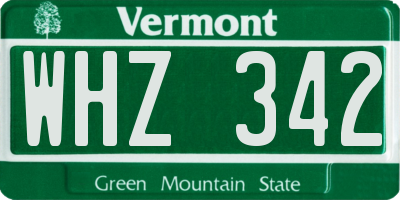 VT license plate WHZ342