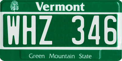 VT license plate WHZ346