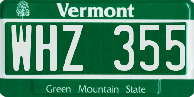 VT license plate WHZ355
