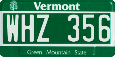 VT license plate WHZ356