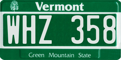 VT license plate WHZ358