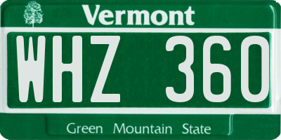 VT license plate WHZ360
