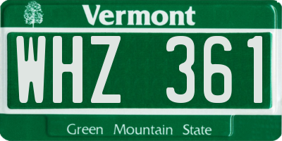 VT license plate WHZ361
