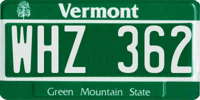 VT license plate WHZ362