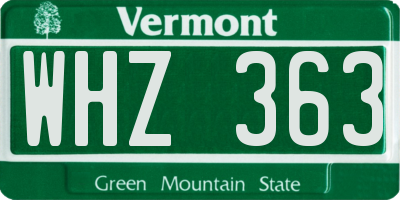 VT license plate WHZ363