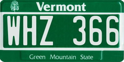 VT license plate WHZ366