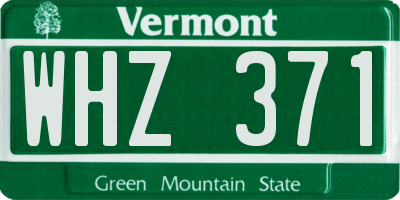 VT license plate WHZ371