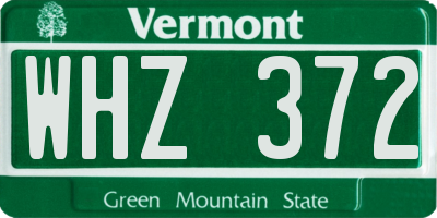 VT license plate WHZ372