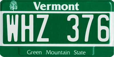 VT license plate WHZ376
