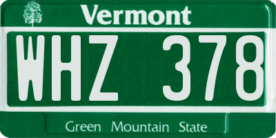 VT license plate WHZ378