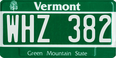 VT license plate WHZ382