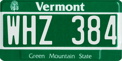 VT license plate WHZ384