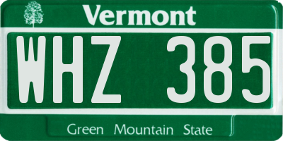 VT license plate WHZ385