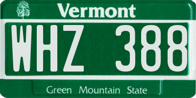 VT license plate WHZ388
