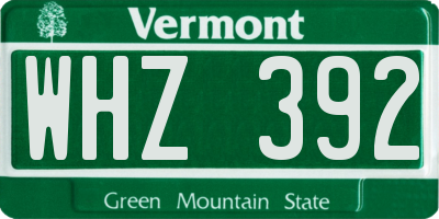 VT license plate WHZ392
