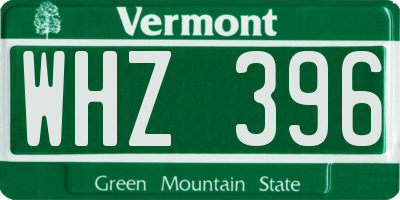 VT license plate WHZ396