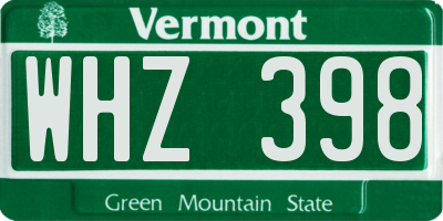 VT license plate WHZ398