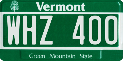 VT license plate WHZ400