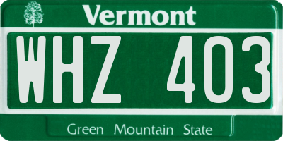 VT license plate WHZ403