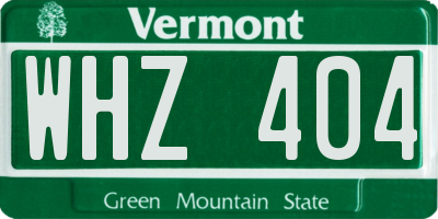 VT license plate WHZ404
