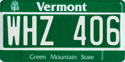 VT license plate WHZ406